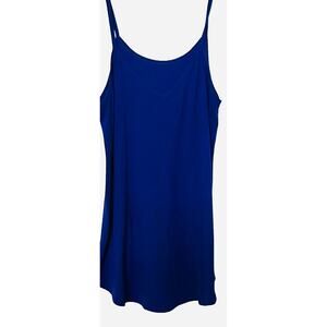 ZENANA PREMIUM SPAGHETTI STRAP TANK TOP, WOMENS, L, COBALT BLUE, V-NECK